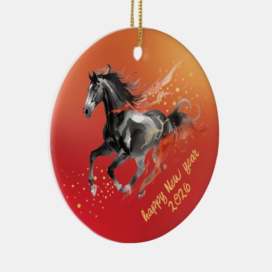Chinese New Year 2026 Horse Ink New Year  Keramisch Ornament (Rechts)