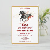 Chinese New Year 2026 Horse Ink New Year Party Kaart (Staand voorkant)