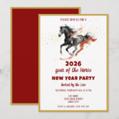 Chinese New Year 2026 Horse Ink New Year Party Kaart (Voorkant / Achterkant)