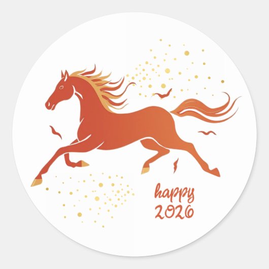 Chinese New Year 2026 Horse Ink New Year Ronde Sticker (Voorkant)