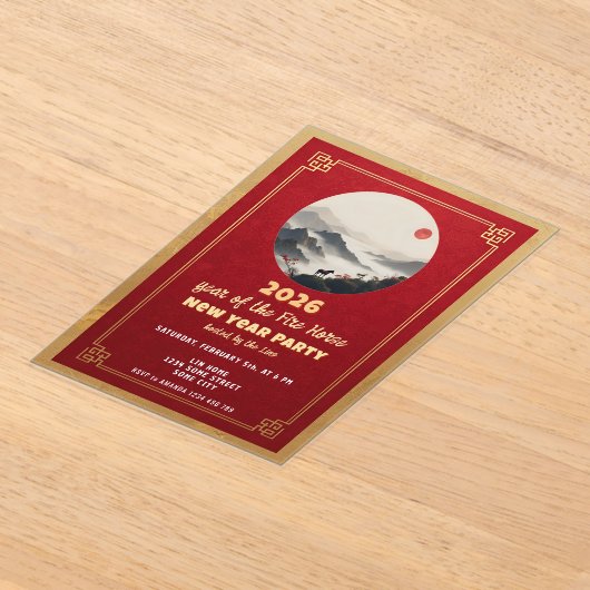 Chinese New Year 2026 Horse New Year Party Acryl Uitnodigingen (Laagn)