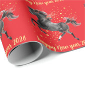 Chinese New Year 2026 Horse New Year Party Cadeaupapier (Rol Hoek)