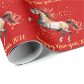 Chinese New Year 2026 Horse New Year Party Cadeaupapier (Rol Hoek)