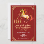 Chinese New Year 2026 Horse New Year Party Kaart (Voorkant)