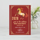 Chinese New Year 2026 Horse New Year Party Kaart (Staand voorkant)