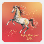 Chinese New Year 2026 Horse New Year Party Vierkante Sticker (Voorkant)