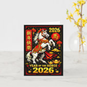 Chinese New Year 2026 Horse Year Lunar Zodiac  Kaart (Gele Bloem)
