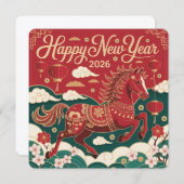 Chinese New Year 2026 Red Fire Horse (Voorkant / Achterkant)