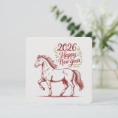 Chinese New Year 2026 Red Fire Horse Card (Staand voorkant)