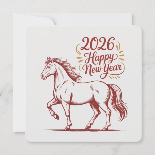 Chinese New Year 2026 Red Fire Horse Card (Voorkant)