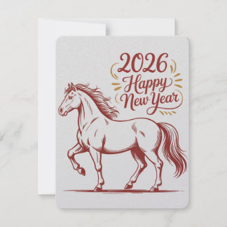 Chinese New Year 2026 Red Fire Horse Card RSVP Kaartje