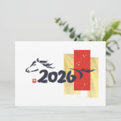 Chinese New Year 2026 Year Of Horse Feestdagenkaart (Staand voorkant)