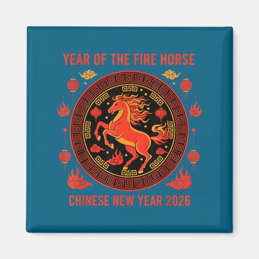 Chinese New Year 2026 Year Of The Fire Horse  Magneet (Voorkant)