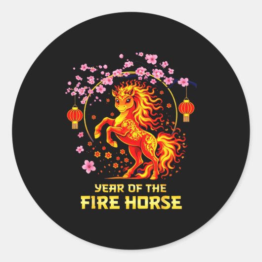 Chinese New Year 2026 Year Of The Fire Horse  Ronde Sticker (Voorkant)