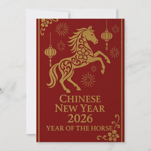 Chinese New Year 2026 - Year of the Horse Feestdagenkaart (Voorkant)