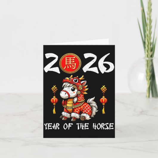 Chinese New Year 2026 Year Of The Horse Happy New  Kaart (Voorkant)