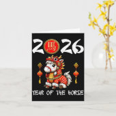 Chinese New Year 2026 Year Of The Horse Happy New  Kaart (Gele Bloem)