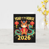 Chinese New Year 2026 Year Of The Horse  Kaart (Gele Bloem)