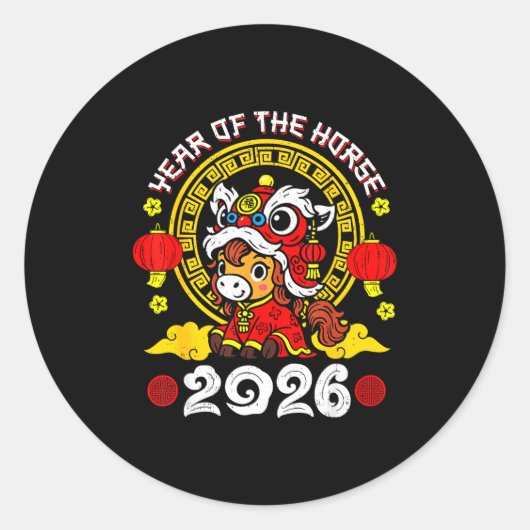 Chinese New Year 2026 Year Of The Horse Lunar New  Ronde Sticker (Voorkant)