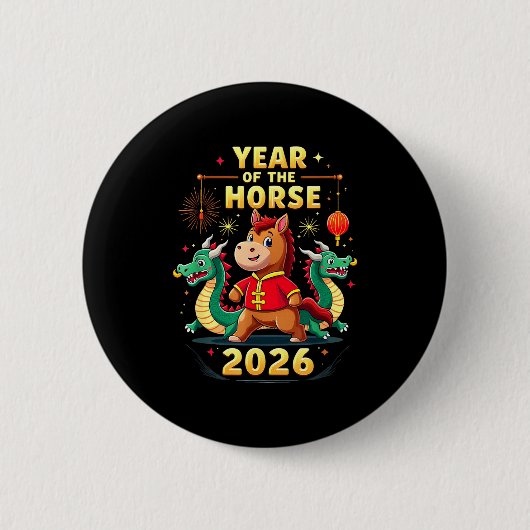 Chinese New Year 2026 Year Of The Horse  Ronde Button 5,7 Cm (Voorkant)