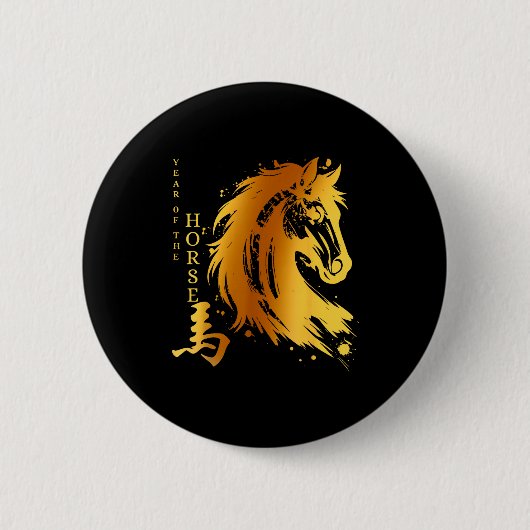 Chinese New Year 2026 Year Of The Horse  Ronde Button 5,7 Cm (Voorkant)