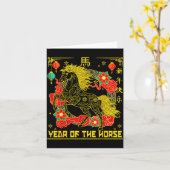 Chinese New Year 2026 Zodiac Year Of Horse For Kid Kaart (Gele Bloem)