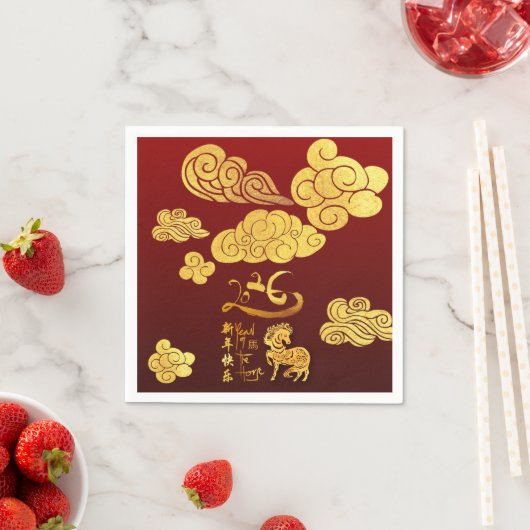 Chinese New Year Horse 2026 Gold Clouds PPN Servet (Insitu)