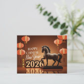 Chinese New Year Horse 2026 sculpture HGC Feestdagenkaart (Staand voorkant)