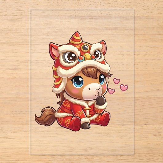 Chinese New Year Horse 2026 Zodiac Acryl Uitnodigingen (Voorkant)