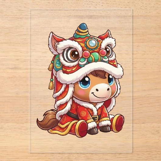 Chinese New Year Horse 2026 Zodiac Acryl Uitnodigingen (Voorkant)