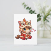 Chinese New Year Horse 2026 Zodiac Feestdagenkaart (Staand voorkant)