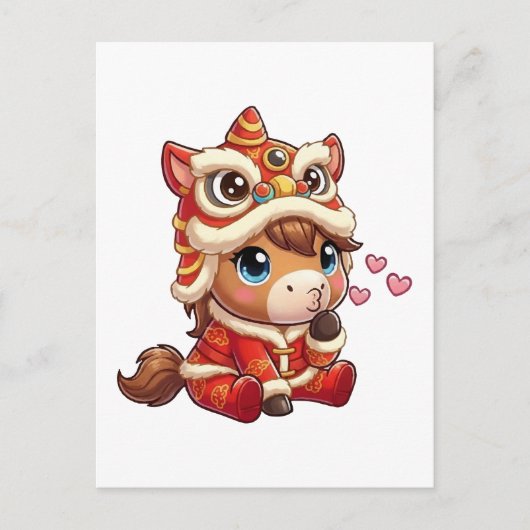 Chinese New Year Horse 2026 Zodiac Feestdagenkaart (Voorkant)