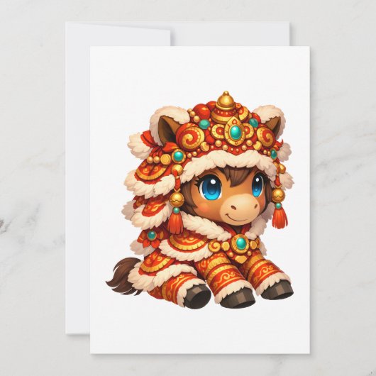 Chinese New Year Horse 2026 Zodiac Kaart (Voorkant)