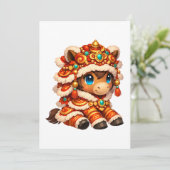 Chinese New Year Horse 2026 Zodiac Kaart (Staand voorkant)