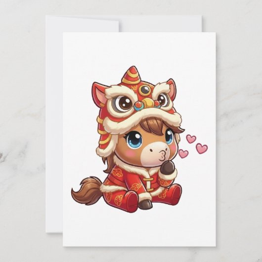 Chinese New Year Horse 2026 Zodiac Kaart (Voorkant)