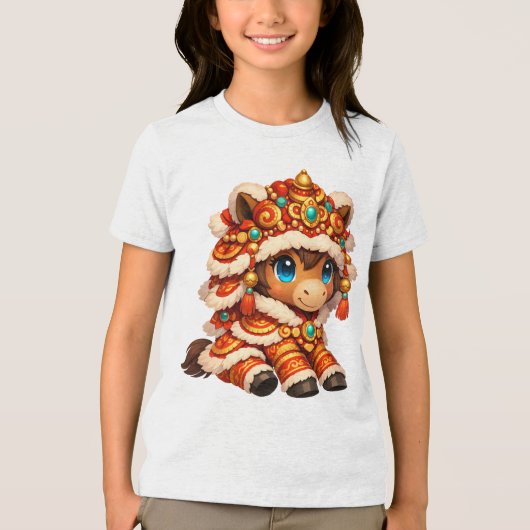 Chinese New Year Horse 2026 Zodiac Tri-Blend Shirt (Voorkant)