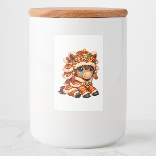 Chinese New Year Horse 2026 Zodiac Voedselcontainer Etiket (Voorkant)