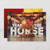 Chinese New Year Horse Disco style with Texts HPc Briefkaart (Voorkant / Achterkant)