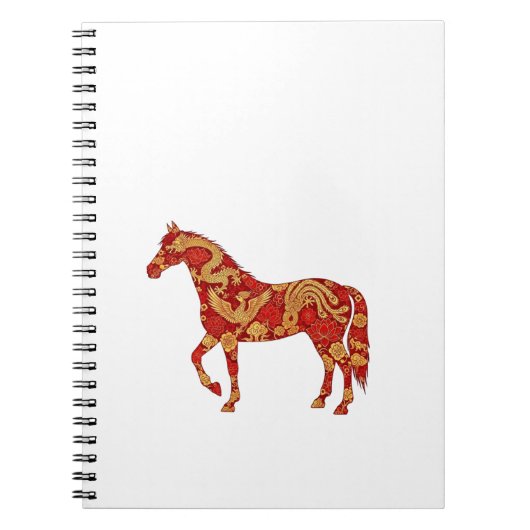 Chinese New Year Horse with Dragon Phoenix  Notitieboek (Voorkant)