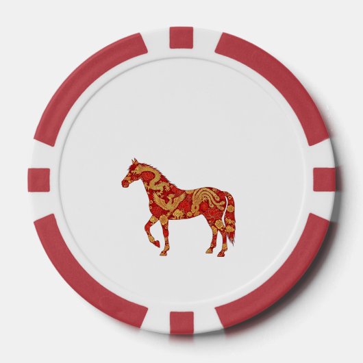 Chinese New Year Horse with Dragon Phoenix  Poker Chips (Voorkant)