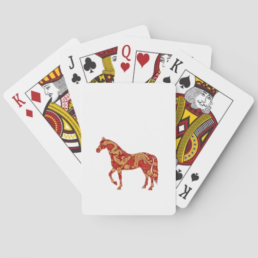 Chinese New Year Horse with Dragon Phoenix  Pokerkaarten (Achterkant)