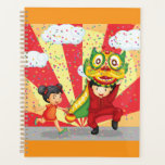 Chinese New Year Kids Lion Dance and Lantern Planner<br><div class="desc">Organize your year with a splash of color and tradition using this lunar new year spiral planner. The durable cover features a joyful illustration of kids performing a lion dance amidst a shower of festive confetti, providing daily inspiration as you track your goals and appointments. With plenty of space for...</div>