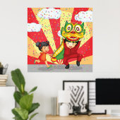 Chinese New Year Kids Lion Dance and Lantern Poster (Thuiskantoor)