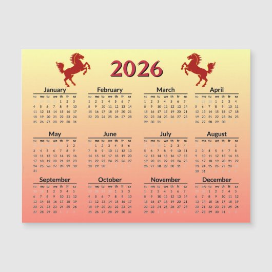Chinese New Year of Horse 2026 Calendar  (Voorkant)
