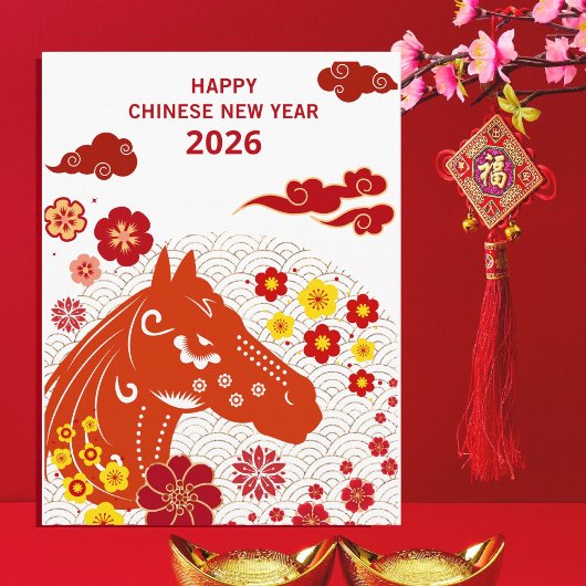 Chinese New year of the Horse 2026 Briefkaart