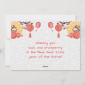 Chinese New year of the Horse 2026 Feestdagenkaart (Achterkant)
