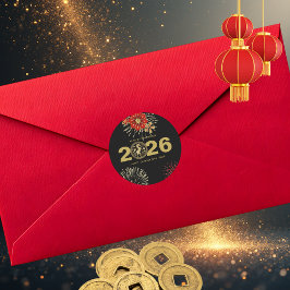 Chinese New Year of the Horse Black Gold Ronde Sticker