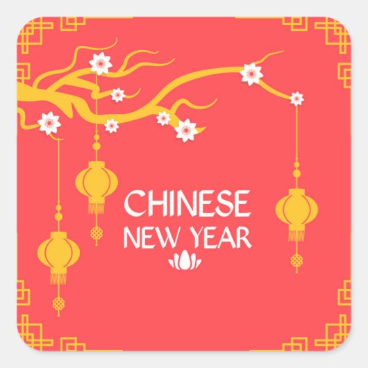 Chinese New Year Vierkante Sticker (Voorkant)