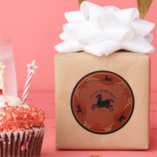 Chinese New Year - Year of the Fire Horse Ronde Sticker (Feest)