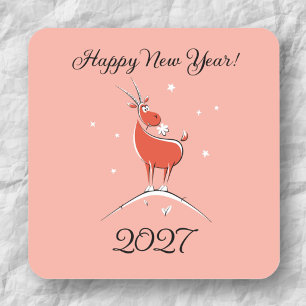 Chinese Nieuw Lumaar Jaar Vuur Geit 2027 Dierenrie Vierkante Sticker